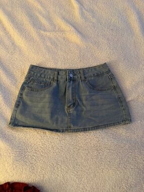 Amazon Light Blue Denim Mini Skirt